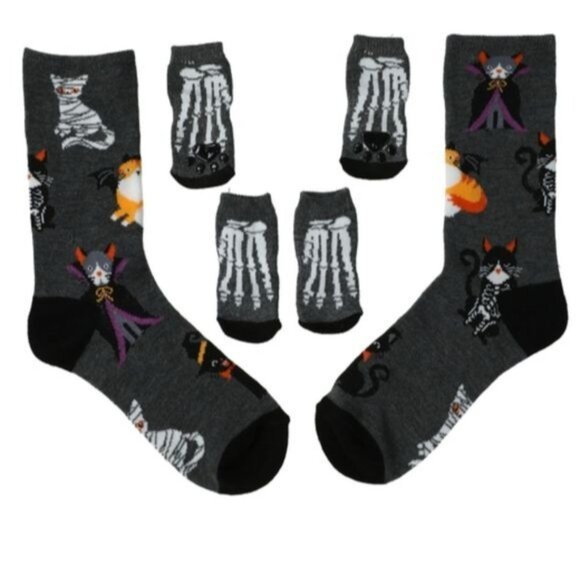 halloween pet & owner socks matching set - cats - Picture 1 of 3